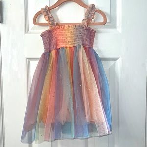 Rainbow shirred tutu cami dress